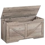 HOOBRO Truhen, Sitzbank mit Stauraum, Spielzeugkiste mit Deckel, Truhenbank, aufbewahrungsbox, 2 Ringen, 100cm, Robust, Stabil, für Kinder, Flur, Wohnzimmer, Grège EBG771CW01