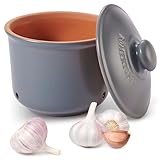 Römertopf Knoblauchtopf frische Topf aus Naturton für lange Haltbarkeit der Lebensmittel wie z.B Knoblauch Ø 12,5cm weiß