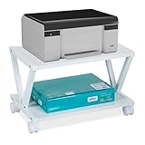 Relaxdays Druckerständer, 2 Ebenen, Rollwagen für Drucker, H x B x T: 28 x 44 x 28,5 cm, mit Rollen, Druckertisch, weiß