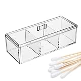 Wattepad-Spender, Acryl, 3 Fächer, Organizer für Wattepads, moderne, staubdichte Qtip-Box für Make-up-Schwämme, Badesalz
