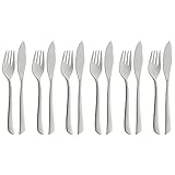 WMF Virginia Fischbesteck 12 teilig, Fischset für 6 Personen, Fischgabel, Fischmesser, Cromargan protect Edelstahl teilmattiert, kratzbeständig