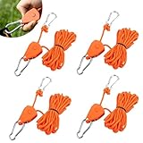 4 Stück Seilratsche,4 M Winddichtes Outdoor Seil mit Ratsche, Abspannseile mit Seilspanner für Outdoor Camping Markise(Orange)