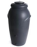 Regentonne 210 Liter [Amphore Design] Regenfass Frostsicher aus Kunststoff - Regenwassertonne mit Wasserhahn - Regenwassertank Garten (Anthrazit)