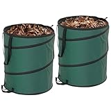 Outsunny Gartensack 2x160L wasserdicht Gartenabfallsack mit Griffe, stabil Laubsack, selbststehend Gartensäcke, wiederverwendbare Gartenabfallsäcke für Gartenabfälle Grünschnitt