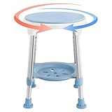 SUBTLETY Duschhocker 360° Drehbarer Badhocker 42-54,5cm Höhenverstellbar Duschstuhl mit Ablage Duschhilfe Anti-Rutsch Aluminum Duschsitz Badestuhl Badsitz für Senioren Behinderte Schwangere