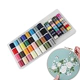 Sghtil Nähmaschinengarn – 32 Oberlast, 28 untere Last, Nähmaschinengarn, tragbare Stickerei-Werkzeuge für Frauen, Erwachsene, Anfänger, Enthusiasten