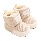 TMEOG Krabbelschuhe Baby Winterschuh Outdoor Fleece Boots Rutschfest Warme Booties Stiefel Gefütterte Neugeborene Walk Schuhe für Mädchen Jungen 0-18 Monate(Aprikose,0-6 Monate)