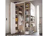möbelando Kleiderschrank Eckschrank Schlafzimmerschrank Schrank begehbar Lasmos I Sandeiche/Weiß