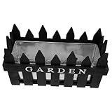 FONDOTIN Holzzaun Pflanzer Solar-Gartenleuchten im Freien Tor Gartenzaun rechteckiger pflanzkasten Langrechteckiger Blumenkübel zimmerpflanzen Balkon Blumentopf dekorativer Blumentopf Black