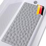 NYPOS Badewannenmatte rutschfest (80x40 cm) | schimmelfrei & maschinenwaschbar | Anti-Rutschmatte, Wanneneinlage Badewanne, Badewanneneinlage in Grau