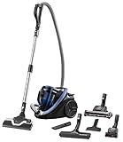 Rowenta RO7690 beutelloser Bodenstaubsauger Silence Force Cyclonic Animal | 550 Watt | 2,5L Staubvolumen | Kompakt & leise | Tierhaare | Auto | Schwarz/Blau
