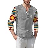 Oberteil Herren Runnings Große Größen Lässige Shirt 3/4 Ärmel Frühlingse mit Knöpfen Henley Trikot Polyester Grau S