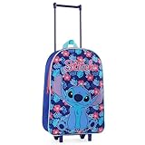 Disney Stitch Koffer Kinder, Faltbarer Trolley Handgepäck Leicht 39 x 27 cm 10.5 Liter, 2 Rollen & Ausziehbarem Griff