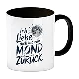 speecheese Ich liebe dich bis zum Mond und zurück Kaffeebecher in schwarz Romantisches Valentinstagsgeschenk - personalisierbarer Tassenhalter