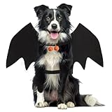 Fledermausflügel Hund,Halloween Fledermaus Hundekostüm,Hund Fledermausflügel mit Kürbisglocke,Einstellbar Hunds Fledermaus Flügel,Cosplay Dekoration Halloween Haustier Kostüm,L