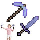SKIKHN Spitzhacke und Schwert Spielzeug, 2 Stück Schaumstoffschwert, Rollenspiel und Kostümzubehör, 45cm, Lila