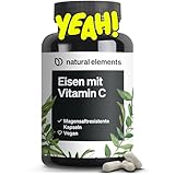 Eisen 20mg (aus Eisenbisglycinat) pro Kapsel – mit 42mg natürlichem Vitamin C – ﻿vegan, ﻿geschmacksneutral – 180 magensaftresistente Kapseln – Premium-Rohstoff: FerrochelTM (Eisen-Chelat)