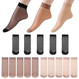 JSTHHTT 15 Ankle Nylon High Sheer Socks for Women, Transparente Strümpfe Nylonstrümpfe Damen Beliebte Seide Socken, Universal Nude Ultra Thin Nylon Mesh Socks Stockings Summer Socks (3 Farben)