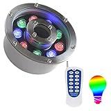LED-Unterwasserbeleuchtung für Schwimmbäder – RGB-Farbwechsel mit HF-Fernbedienung, tauchfähiges LED-Brunnenlicht, LED-Ring-Brunnenlicht, IP68 wasserdichte Unterwasserbeleuchtung für Teiche mit mittl