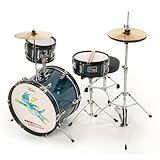 Fame 3 PC Drumset Tabaluga Dark Blue - Schlagzeug Set, 16' Bass, 8' Tom, 10' Snare, inkl. Stative, Becken, Hocker, Sticks, stimmbare Trommeln, Chrom Hardware