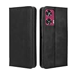 GOKEN Leder Folio Hülle für Motorola Edge 50 Fusion, Lederhülle Brieftasche Mit Kartensteckplätzen, Premium Flip PU/TPU Handyhülle Schutzhülle Case Cover mit Ständer Funktion (Schwarz)