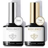 Modelones Base Coat Top Coat Gel UV LED Nagellack Set No Wipe Unterlack & Überlack 10ml x 2 für Gelnägel Nail Art Maniküre Nageldesign