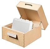 HAN 505 Karteikasten Naturholz max. Anzahl der Karten: 900, Metallstuetze, DIN A5 - für 900 Karteikarten