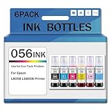 CMADJT 056 Nachfülltinte Kompatibel mit Epson 056 Tintenflaschen Multipack für Epson L8058 L18058 Drucker, Schwarz Cyan Magenta Gelb Hell Cyan Hell Magenta,6Pcs-1 Set