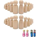 20 Stück Holzfiguren Zum Bemalen, 6.5 X 2.4cm Holzfiguren, Holzklötzchen Zum Basteln, Spielfiguren, Spielfiguren Holz, Spielfiguren Für Brettspiele, Figuren Zum Bemalen, Holzkegel, Junge, Mädchen