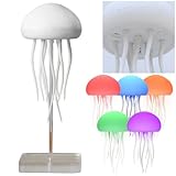 LED Quallenlampe Quallen Nachtlicht, Jellyfish Lamp, RGB Schwebende Quallen Lampe Nachttischlampe, Sprachsteuerung Aufladbar Tischlampe, Stimmungslicht mit Berührungssensor (Hängend Stil + Sockel)