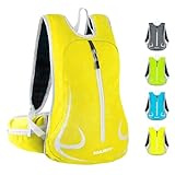 EULANT Wasserdicht Laufrucksack 15L,Klein Skirucksack,Kleiner Wanderrucksack,Fahrrad Rucksack,Leicht Sport Rucksack für Skifahren Camping Bergsteigen Radfahren Joggen Einkaufen Schule, Gelb