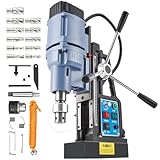 ZELCAN Magnetbohrmaschine 1550W Standbohrmaschine 13900N Tischbohrmaschine 650 RPM mit Variabler Geschwindigkeit 50mm Max. Bohrdurchmesser mit 11 Bohrer HSS 12-27mm für Oberfläche Heimwerk Industrie