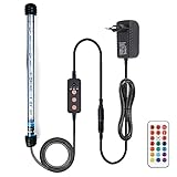 VARMHUS Tauchen Aquarium Licht,Aquarium LED Beleuchtung Die Fernbedienung kann 13 Farben und 5 Helligkeitsstufen einstellen,24/7 Automatischer Öffnungs-Schließzyklus und Dreistufiger Timer (RGB, 28cm)