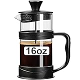 ParaCity French Press Kaffeebereiter, Kaffeepresse aus Edelstahlfilter und hitzebeständigem Glas, Kaltbrüh-Kaffeemaschine, gut als Geschenk für Reisen und Zuhause (500 ML)