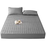 Gesteppter Matratzenschoner 180 x 200 cm, wasserdichte Matratzenauflage, Atmungsaktive Matratzenbezug, Tiefes Taschen-Design 32cm, Maschinenwaschbar