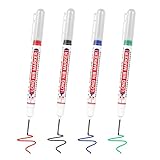 4 Stück Tieflochmarker, Bohrlochmarker, 20mm Extralange Spitze Lochmarkierer Wasserdichte Permanentmarker für Wände, Holz, Kunststoff, Glas, Metall, Karton (Schwarz, Blau, Rot, Grün)