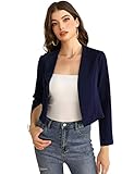 KOJOOIN Damen Bolero Kurze Strickjacke Festlich Kurz Elegant Schulterjacke（Verpackung MEHRWEG） Dunkelblau,L