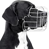 BRONZEDOG Hundemaulkorb Verstellbar Robustes PVC/Metalldrahtkorb für Große und Sehr Große Hunde mit Lederbändern Atmungsaktiv, Trinkfähig, Training, Verhindert Beißen (Great Dane, Edelstahl)