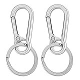 WLLHYF 2 Stück Metall Schlüsselanhänger Karabiner Clip Mit Schlüsselring-Clips - Herren Silber Haken Organizer für Autoschlüssel Geldbörse Finder