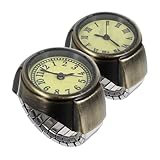 Healvian 2 Stück Fingeruhr Ring Damen Herren Vintage Elastisch Armband Uhr Analog Römisch Arabisch Quarz Paaruhren für Hochzeit Abschluss Feier