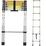 ANDIARBEIT Höhenangst Teleskopleiter aus Aluminium, kompakt & faltbar, max. Belastbarkeit 150 kg, rutschfeste Sprossen & gummierte Füße, für Haus & Garten (2,6 m)