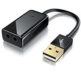 CSL - Externe Soundkarte, USB Auf Audio Adapter, 3D Stereo, External Sound Card, Kompatibel Mit Windows, Linux Und Mac, Schwarz