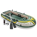 Intex Seahawk 3, 3-Person Inflatable Boat Set With Aluminum Oars and High Output Air Pump (Latest Model)