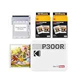KODAK Mini 3 Retro 4Pass Tragbarer Fotodrucker (7,6 x 7,6 cm) – Paket mit 60 Blatt, weiß