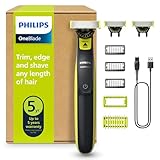 Philips OneBlade 360 Face & Body – Rasierer & Trimmer inkl. 3 x 360 Klingen, 3 Kammaufsätze (1/3/5 mm) + Skin Guard, Nass- & Trockenrasur, Akku-USB, für Gesicht & Körper (QP2824/31)