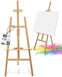 Artina Staffelei Holz Groß - FSC® Kiefernholz 150cm Holzstaffelei - Feldstaffelei höhenverstellbar große & kleine Keilrahmen – Staffelei für Kinder & Erwachsene, Hochzeit, Leinwände, Easel – Tessin