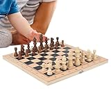 Schachspiel – 3-in-1-Brett für Schach und Damen, interaktive Strategieaktivität für Kinder, Erwachsene, Anfänger und Familie