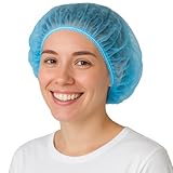 Bafeil 100 Stück Haarnetz küche - OP Haube aus Einwegstoff Weiß, Einweg Haarnetze für die Küche oder Zahnarzt, Hygienezubehör für die Medizin, OP Kopfhauben 52cm (Blau)