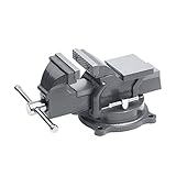 Meister Schraubstock - Drehbar - 100 mm Spannweite - Hochwertige Stahlbacken - Sicheres Fixieren von Werkstücken / Tischschraubstock mit Schutzbacken / Massiver Schraubstock aus Grauguss / 5143500