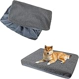 HJSSAA Bezüge für Hundebetten,Ersatz-Hundebettbezug aus Frottee und Wildleder,Wasserdicht Waschbar Bezug Hundekissen,Nur Abdeckung (20 x 30 x 6 inch)